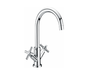 Picture of Alpine Navis Swan Neck 1/4 Turn Tap Modern Cross Handles Chrome