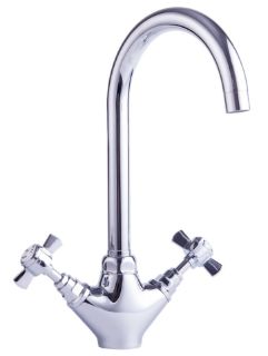 Picture of Alpine Ridanna Swan Neck 1/4 Turn Tap Traditional Cross Handles Chrome