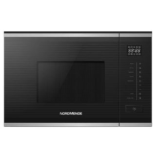 Picture of NordMende Slim Depth 20L Built In Microwave + Grill Wall Mounted Stainless Steel + Black Glass