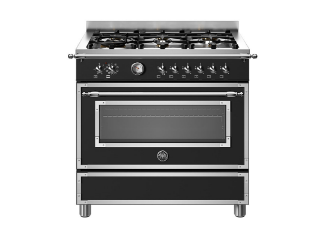 Picture of Bertazzoni Heritage 90cm Range Cooker Single Oven Dual Fuel Matt Black