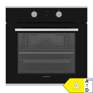 Picture of NordMende Built In 65L Single Fan Oven Grill Timer Black Glass with Stainless Steel
